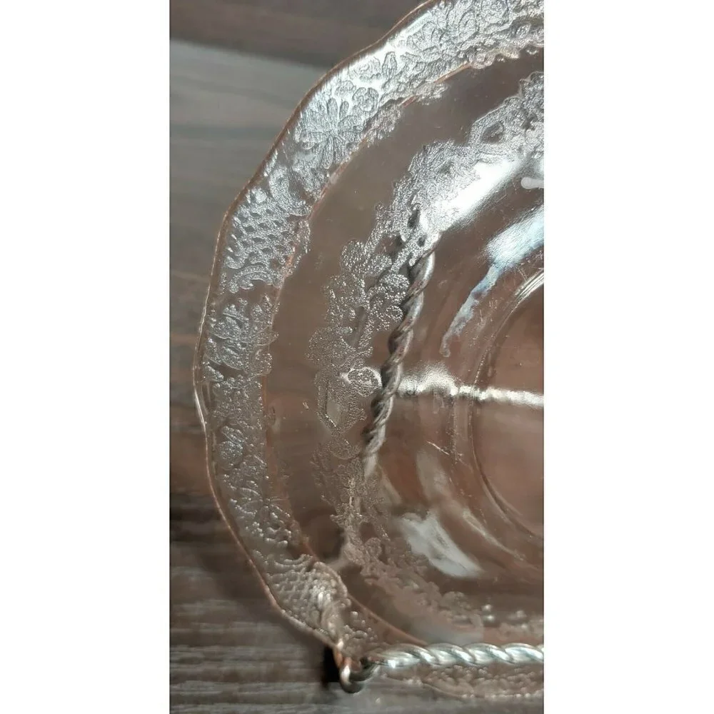 Vintage Federal Depression Glass Pink Abstract Round Shaped Underplate For Bowl